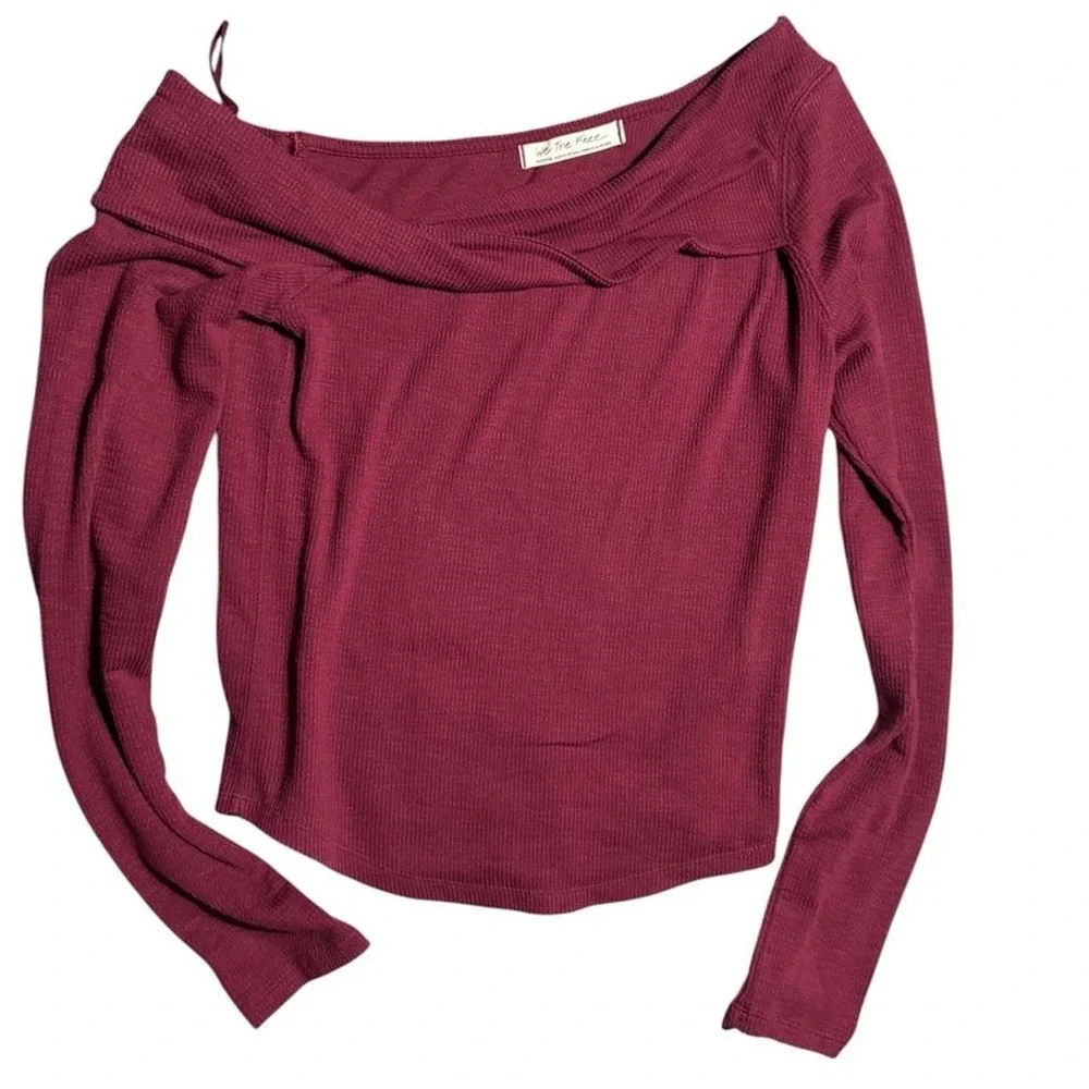 Free People Addie Layering Top Medium Pomegranate Burgundy Off Shoulder